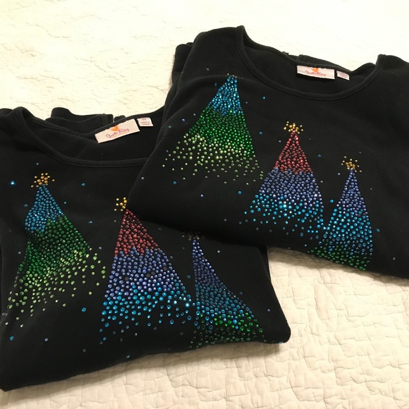 QF black holiday 3/4 sleeve top with 3 ombréd Christmas trees — sparkly! (2X) - Picture 16 of 16
